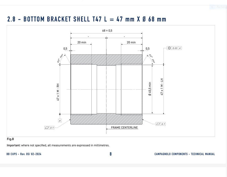 Campagnolo T47 x 68 specs