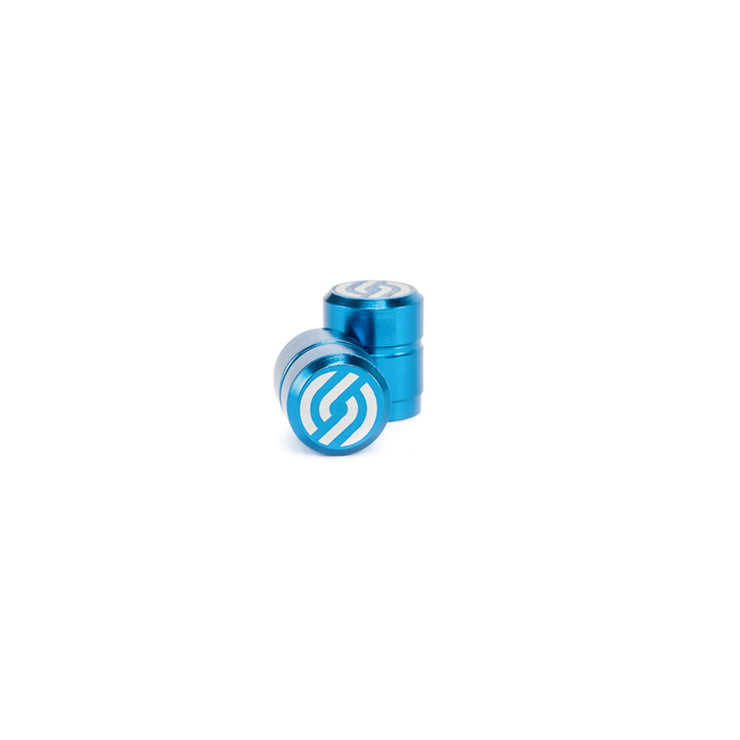Salt CNC valve caps, pair, Blue
